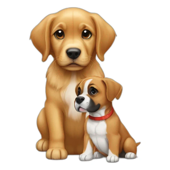Golden retriever puppy and a boxer dog sticker