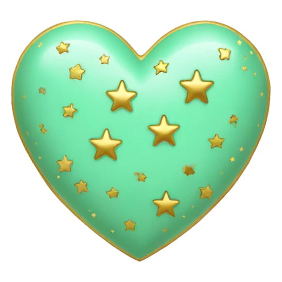 Mint green heart with gold stars around it  sticker