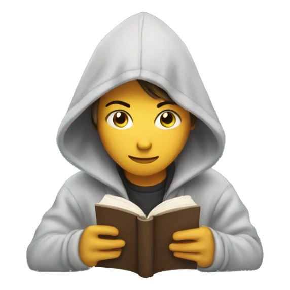 teenager in hoodie reading a book sticker