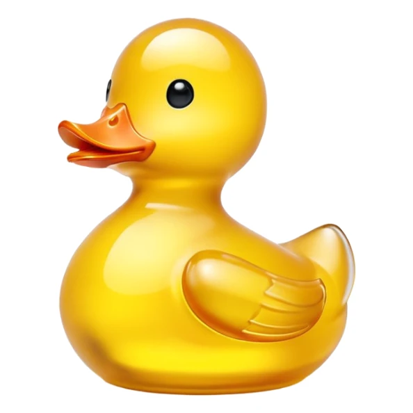 glowing glass rubber duck,  minimalistic yellow transparent glass 3d neon glowing sticker