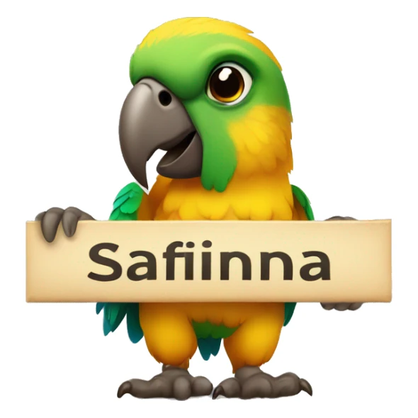 parrot  holding a sign with the inscription “Safina” sticker