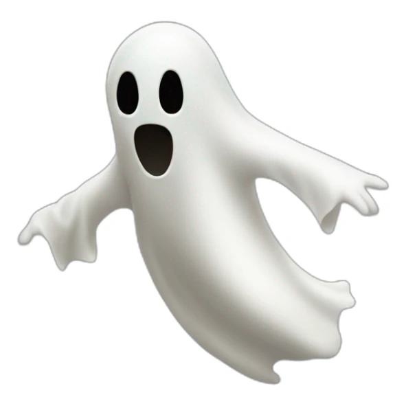 a white ghost moving up the floor going to a party sticker