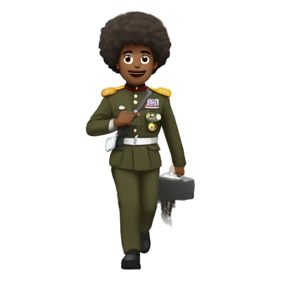 Afro dude in military outfit marching below the arc de triump sticker