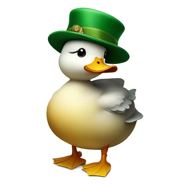 cute chubby duck with hand and wear green hat sticker