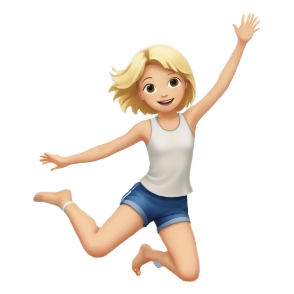 Blond girl jumping off roof smiling  sticker