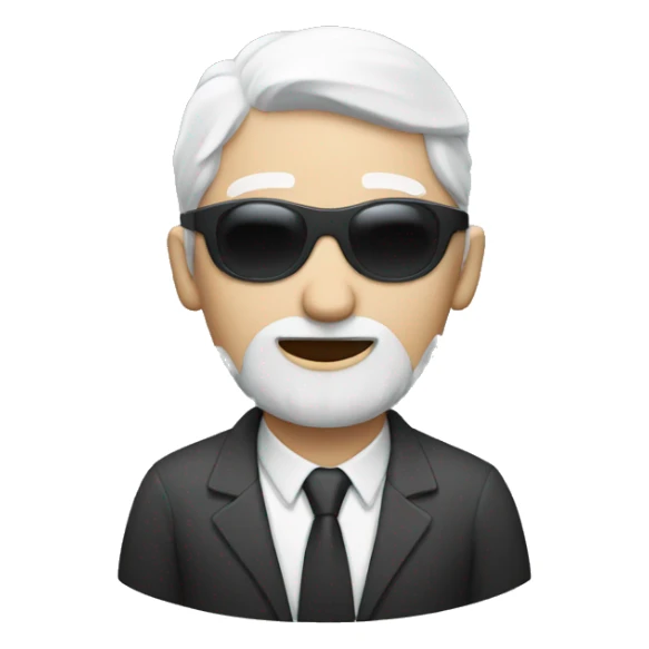 Man with blind fold with white hair sticker