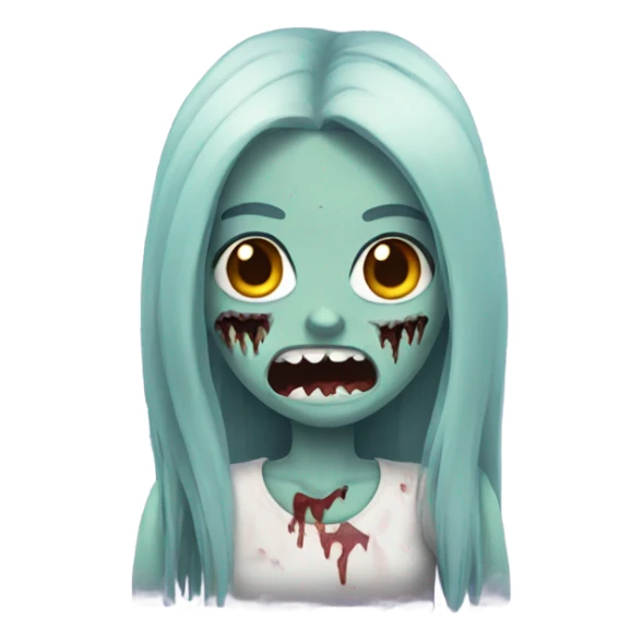 girl zombie with dark long hair with teeth sticker