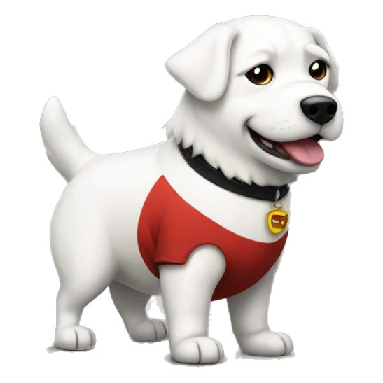 standing chubby white dog with black wars and red shirt  sticker