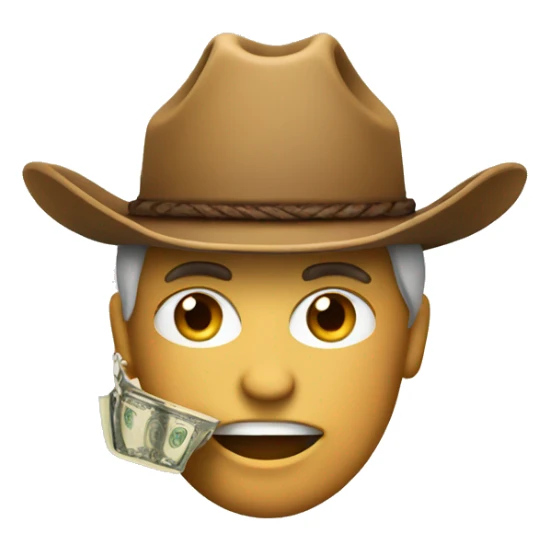 money wearing a cowboy hat with a lasso sticker