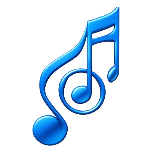 3D blue music icon logo note  no background unique y2k clipart sticker