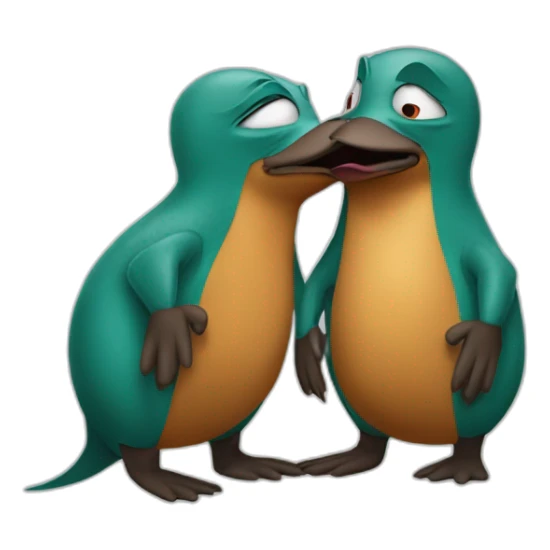 platypus perry and doofenshmirtz kissing sticker