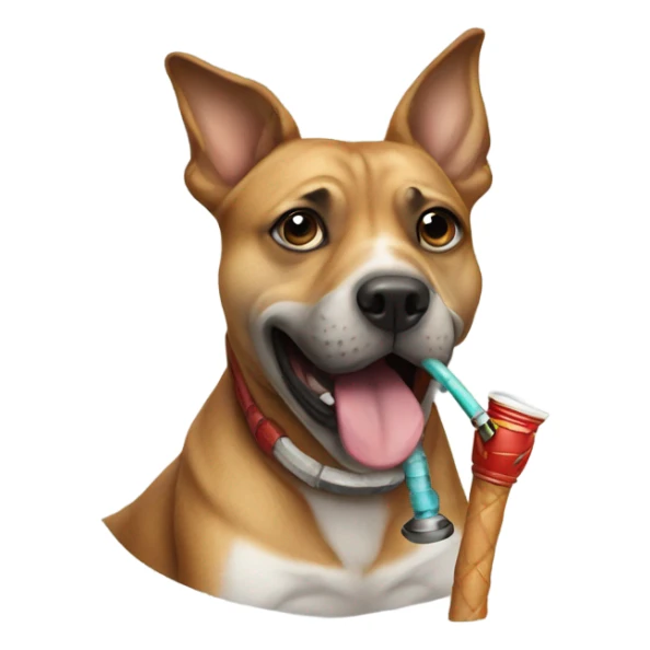 Dog with hookah in mouth sticker