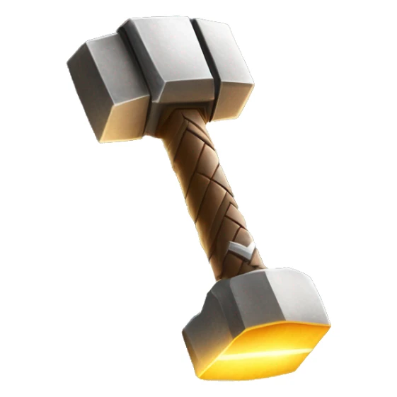 thor hammer with llighting strike but the lightning and the hammer should be golden and glow with a white effect sticker