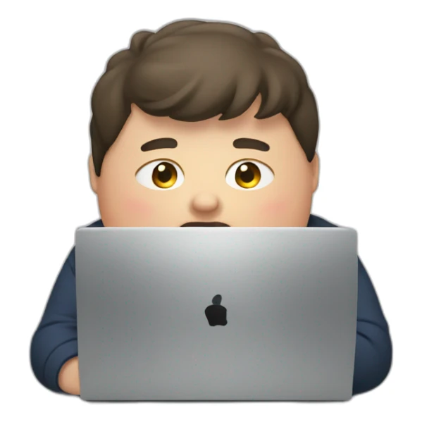 an obese boy who is on a pc sticker