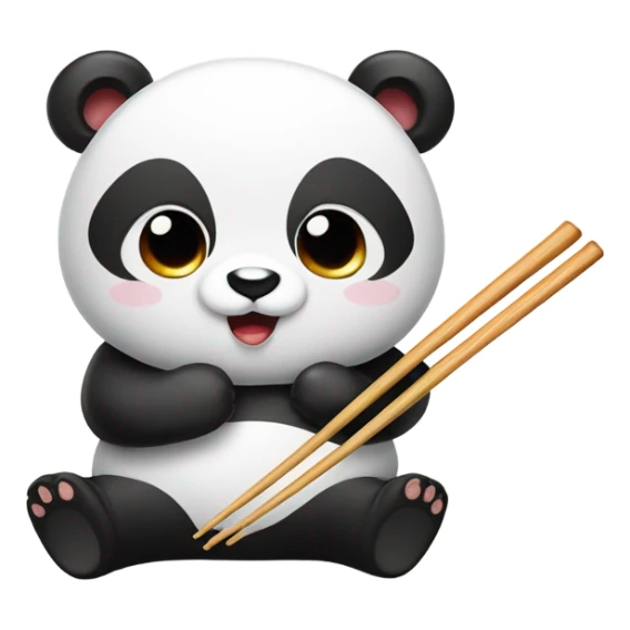 Panda in Chinese food with chopsticks sticker