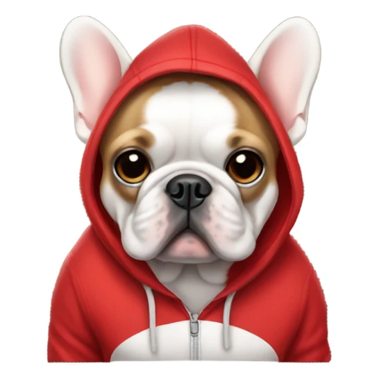 French Bulldog wearing a red hoodie sticker