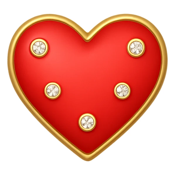 Make the single heart red, pastel red enamel, sparkling gems, subtle gradient, soft glowing effect, tiny size, with no background, general style. sticker