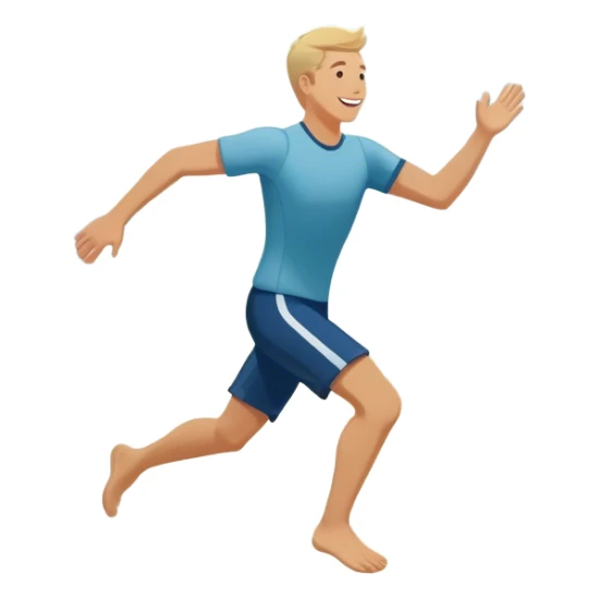 A white man running into the ocean with arms wide open, embracing the waves and the moment. The sun shines warmly, and the water sparkles, symbolizing the joy of creating fun and appreciating life’s simple moments. Their footprints in the sand fade as they fully immerse themselves in the present. sticker