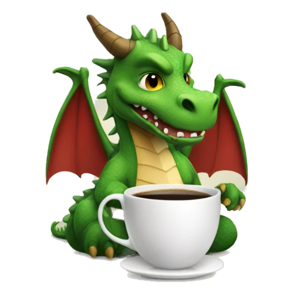 Dragon with a cup of coffee  sticker