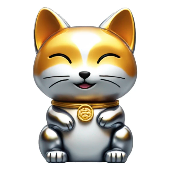 fully chrome fox statue in the form of maneki neko sticker