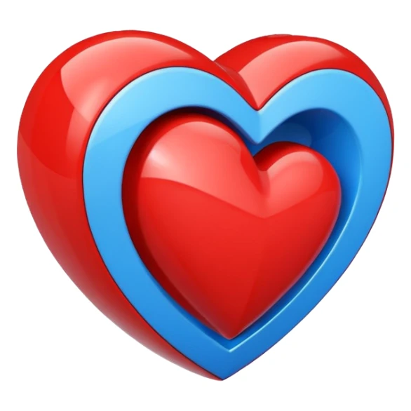 A geometric red 3D heart with a blue star inside sticker