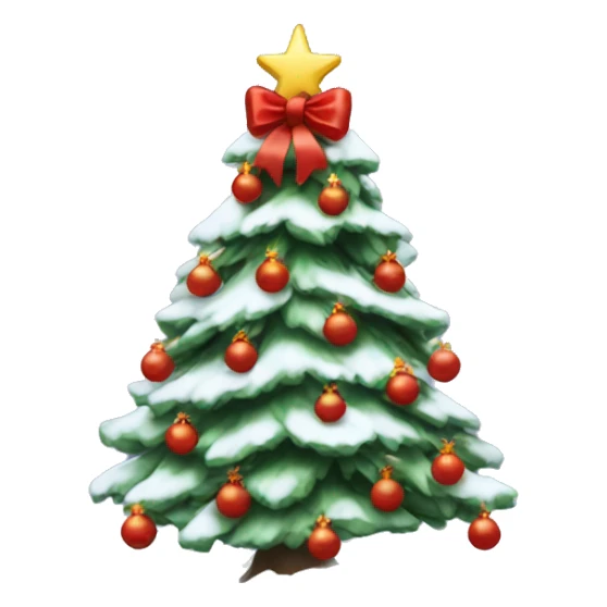 Aesthetic Christmas Tree with snow and red bows  sticker