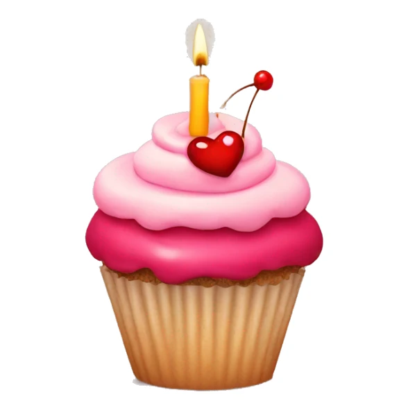 Cupcake, heart cherry, birthday candle sticker