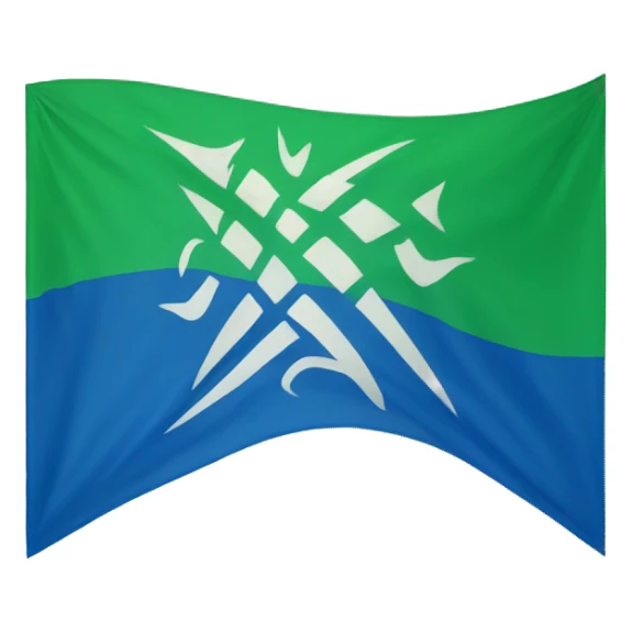 tribal horizontal flag with the top in blue and the below in green  sticker