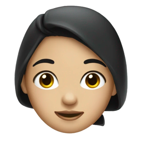 Girl with black hair that has a towel wrapped sticker