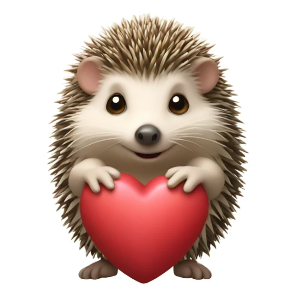 the hedgehog holds the heart sticker