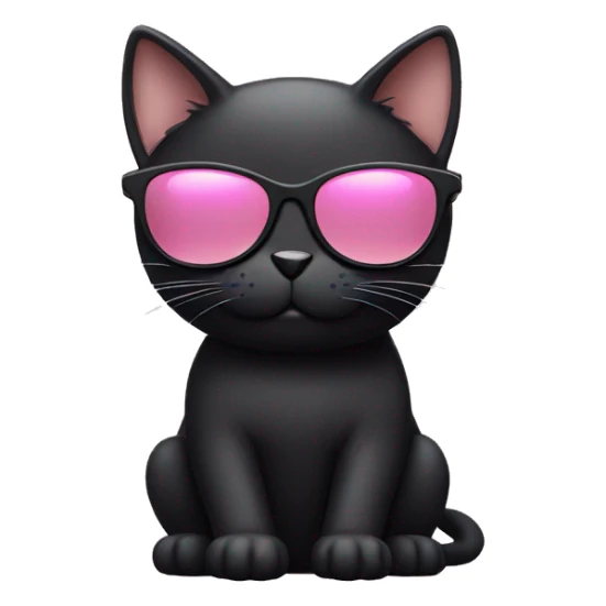 Black cat with pastel pink sunglasses sticker