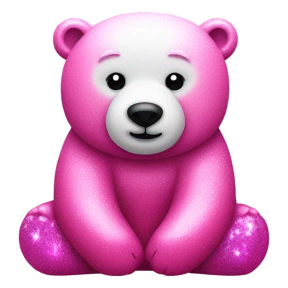 Hot pink polar bear sitting down with glitter sticker