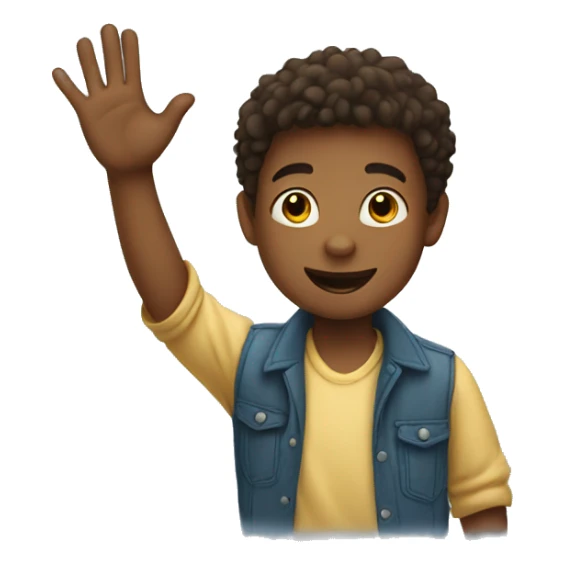 a boy raising hand to welcome everyone  sticker