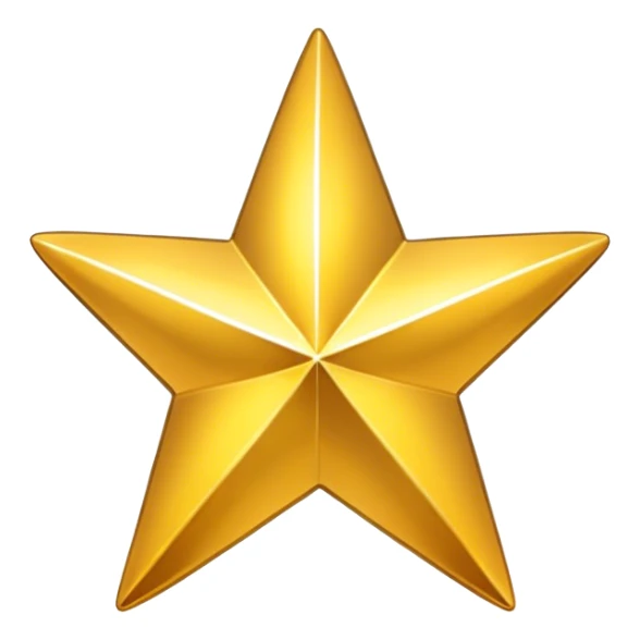 A gold star with a reflective shine and subtle 3D effect with black background sticker