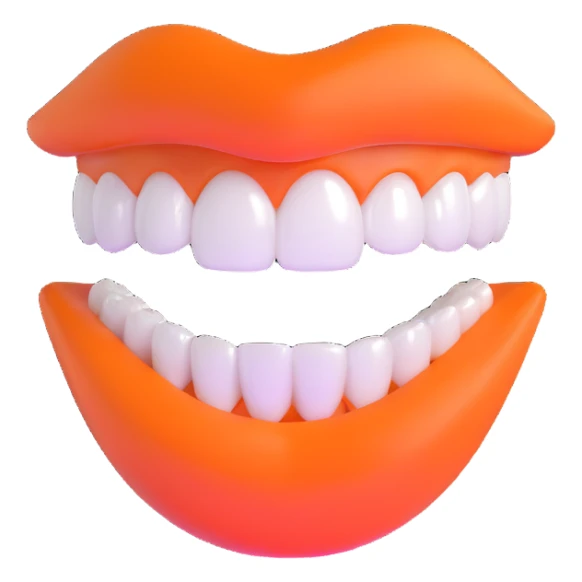 perfect smile with shiny white teeth, lips in vibrant orange color sticker