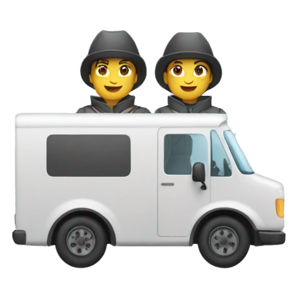 male and female musketeers driving mail truck sticker