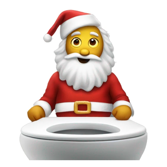 Santa clause on a toilet with donut sticker