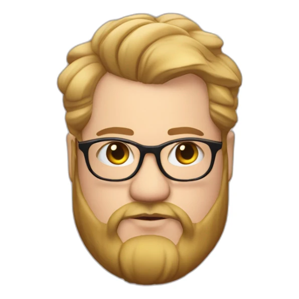 Chubby non binary Big lebowsky round glasses mid-lenght blond hair chaotic res beard vaporizer sticker