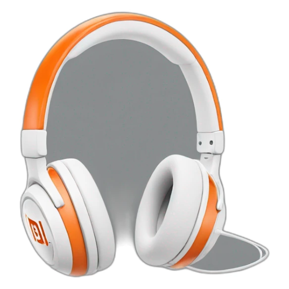 headphone jbl wihte and orange on the setup gaming sticker