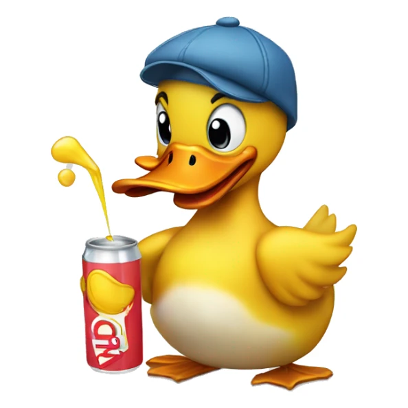 cartoon Duck doing a spit take holding a juice box sticker