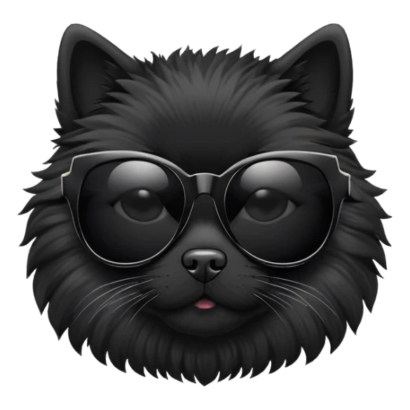 black fluffy dog wearing cat eye sunglasses sticker