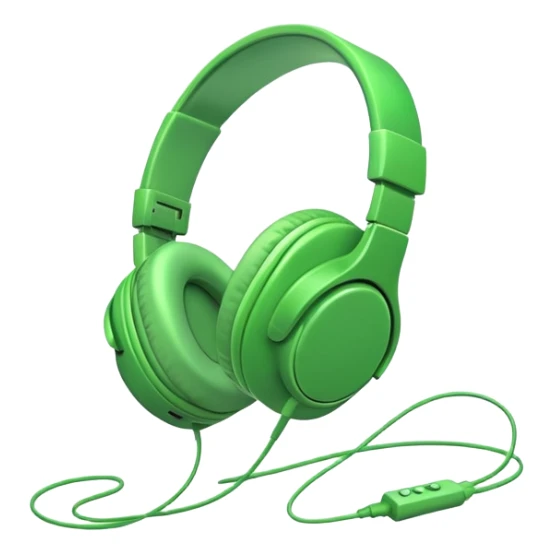 simple green headphones with one cord running down off the bottom edge sticker