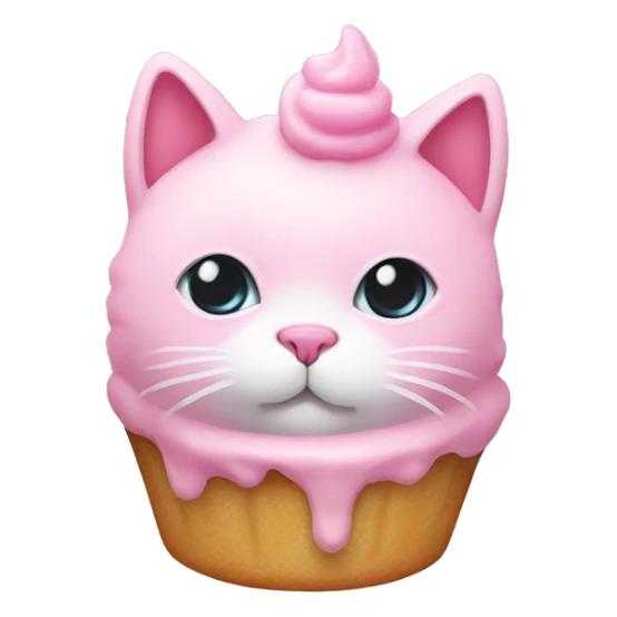 pink cat with white dollop of frosting on its head sticker