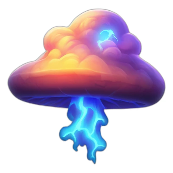 radioactive lightning bolt smiley glow cloud mushroom sunset futuristic sticker