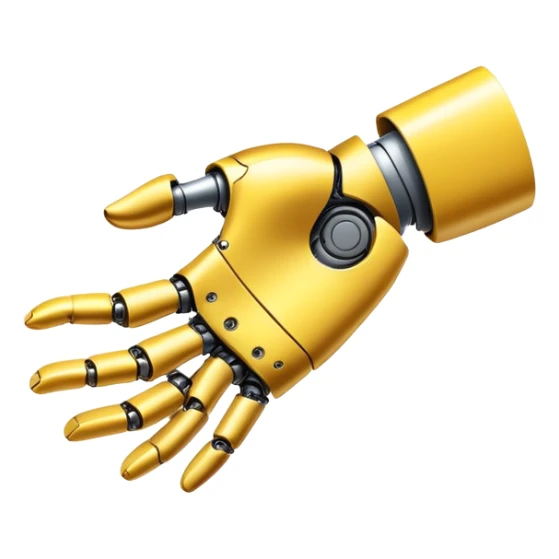 Human hand shaking robot hand, yellow human hand and metallic robot hand sticker