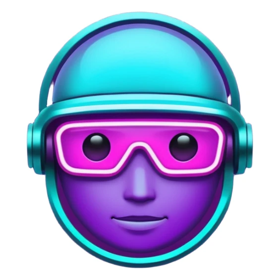 futuristic glowing like, neon purple and cyan light, dark background, digital tech style sticker