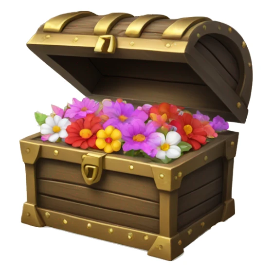 Treasure box filled with wet flowers and diamonds sticker