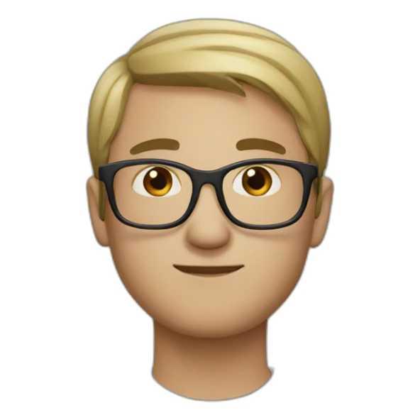 Man round face with glasses and low hair sticker