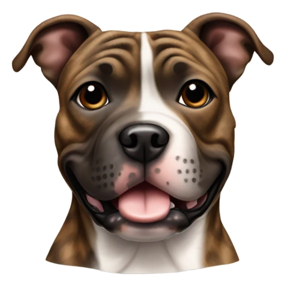 happy brindle Staffordshire with no white sticker