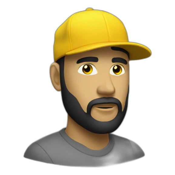 man face yellow small beard black black stl baseball hat sticker